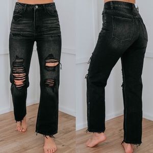 NEW high rise black straight jeans
